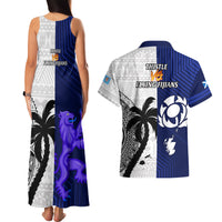 Fiji And Scotland Rugby Couples Matching Tank Maxi Dress and Hawaiian Shirt Fijian Tapa Pattern With Thistle LT14 - Polynesian Pride