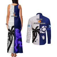 Fiji And Scotland Rugby Couples Matching Tank Maxi Dress and Long Sleeve Button Shirts Fijian Tapa Pattern With Thistle LT14 - Polynesian Pride