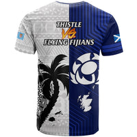 Fiji And Scotland Rugby T Shirt Fijian Tapa Pattern With Thistle LT14 - Polynesian Pride