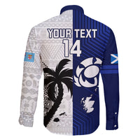 Custom Fiji And Scotland Rugby Family Matching Long Sleeve Bodycon Dress and Hawaiian Shirt Fijian Tapa Pattern With Thistle LT14 - Polynesian Pride