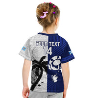 Custom Fiji And Scotland Rugby Kid T Shirt Fijian Tapa Pattern With Thistle LT14 - Polynesian Pride