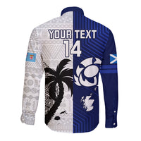Custom Fiji And Scotland Rugby Long Sleeve Button Shirt Fijian Tapa Pattern With Thistle LT14 - Polynesian Pride