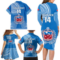 Custom Samoa Rugby Family Matching Long Sleeve Bodycon Dress and Hawaiian Shirt Pacific 2023 Go Toa Samoa LT14 - Polynesian Pride
