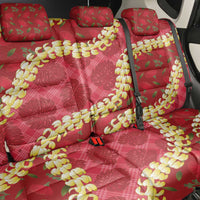 Red Palaka Hawaii Mele Kalikimaka Back Car Seat Cover Ohia Lehua Monstera Puakenikeni Lei - Polynesian Pride