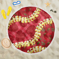 Red Palaka Hawaii Mele Kalikimaka Beach Blanket Ohia Lehua Monstera Puakenikeni Lei LT14 One Size 150cm Red - Polynesian Pride