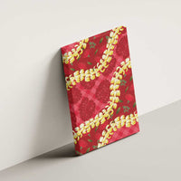 Red Palaka Hawaii Mele Kalikimaka Canvas Wall Art Ohia Lehua Monstera Puakenikeni Lei LT14 - Polynesian Pride
