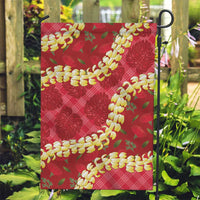 Red Palaka Hawaii Mele Kalikimaka Garden Flag Ohia Lehua Monstera Puakenikeni Lei - Polynesian Pride