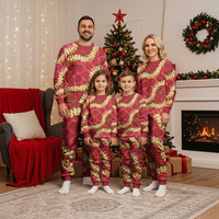 Red Palaka Hawaii Mele Kalikimaka Christmas Pajama Set Ohia Lehua Monstera Puakenikeni Lei - Polynesian Pride