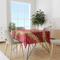 Red Palaka Hawaii Mele Kalikimaka Tablecloth Ohia Lehua Monstera Puakenikeni Lei LT14 - Polynesian Pride