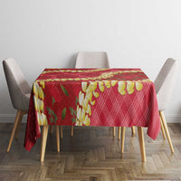 Red Palaka Hawaii Mele Kalikimaka Tablecloth Ohia Lehua Monstera Puakenikeni Lei LT14 - Polynesian Pride