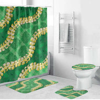 Green Palaka Hawaii Mele Kalikimaka Bathroom Set Ohia Lehua Monstera Puakenikeni Lei - Polynesian Pride