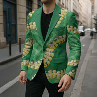 Green Palaka Hawaii Mele Kalikimaka Blazer Ohia Lehua Monstera Puakenikeni Lei - Polynesian Pride