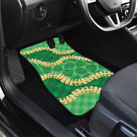Green Palaka Hawaii Mele Kalikimaka Car Mats Ohia Lehua Monstera Puakenikeni Lei - Polynesian Pride
