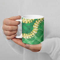 Green Palaka Hawaii Mele Kalikimaka Ceramic Mug Ohia Lehua Monstera Puakenikeni Lei - Polynesian Pride