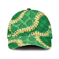 Green Palaka Hawaii Mele Kalikimaka Classic Cap Ohia Lehua Monstera Puakenikeni Lei LT14 Universal Fit Green - Polynesian Pride
