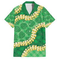 Green Palaka Hawaii Mele Kalikimaka Family Matching Off The Shoulder Long Sleeve Dress and Hawaiian Shirt Ohia Lehua Monstera Puakenikeni Lei LT14 Dad's Shirt - Short Sleeve Green - Polynesian Pride