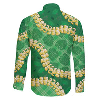 Green Palaka Hawaii Mele Kalikimaka Family Matching Puletasi and Hawaiian Shirt Ohia Lehua Monstera Puakenikeni Lei LT14 - Polynesian Pride