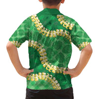 Green Palaka Hawaii Mele Kalikimaka Family Matching Tank Maxi Dress and Hawaiian Shirt Ohia Lehua Monstera Puakenikeni Lei LT14 - Polynesian Pride