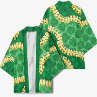 Green Palaka Hawaii Mele Kalikimaka Kimono Ohia Lehua Monstera Puakenikeni Lei - Polynesian Pride