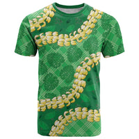 Green Palaka Hawaii Mele Kalikimaka T Shirt Ohia Lehua Monstera Puakenikeni Lei - Polynesian Pride