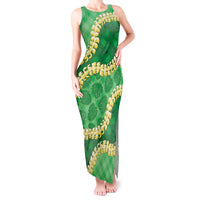 Green Palaka Hawaii Mele Kalikimaka Tank Maxi Dress Ohia Lehua Monstera Puakenikeni Lei - Polynesian Pride