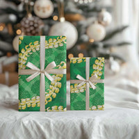 Green Palaka Hawaii Mele Kalikimaka Wrapping Paper Ohia Lehua Monstera Puakenikeni Lei - Polynesian Pride