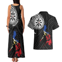 Philippines Strong Couples Matching Tank Maxi Dress and Hawaiian Shirt Filipino Map Polynesian Tattoo - Polynesian Pride