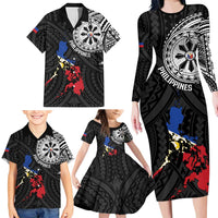 Philippines Strong Family Matching Long Sleeve Bodycon Dress and Hawaiian Shirt Filipino Map Polynesian Tattoo - Polynesian Pride