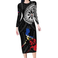 Philippines Strong Family Matching Long Sleeve Bodycon Dress and Hawaiian Shirt Filipino Map Polynesian Tattoo - Polynesian Pride