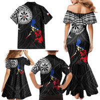 Philippines Strong Family Matching Mermaid Dress and Hawaiian Shirt Filipino Map Polynesian Tattoo - Polynesian Pride