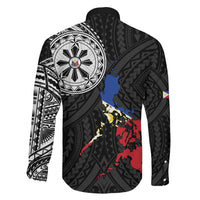 Philippines Strong Family Matching Off The Shoulder Long Sleeve Dress and Hawaiian Shirt Filipino Map Polynesian Tattoo - Polynesian Pride