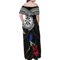 Philippines Strong Family Matching Off Shoulder Maxi Dress and Hawaiian Shirt Filipino Map Polynesian Tattoo - Polynesian Pride