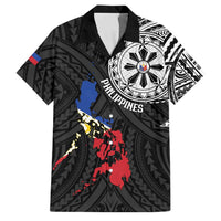 Philippines Strong Family Matching Puletasi and Hawaiian Shirt Filipino Map Polynesian Tattoo LT14 Dad's Shirt - Short Sleeve Black - Polynesian Pride