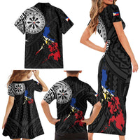 Philippines Strong Family Matching Short Sleeve Bodycon Dress and Hawaiian Shirt Filipino Map Polynesian Tattoo - Polynesian Pride
