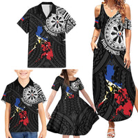 Philippines Strong Family Matching Summer Maxi Dress and Hawaiian Shirt Filipino Map Polynesian Tattoo LT14 - Polynesian Pride