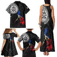 Philippines Strong Family Matching Tank Maxi Dress and Hawaiian Shirt Filipino Map Polynesian Tattoo - Polynesian Pride