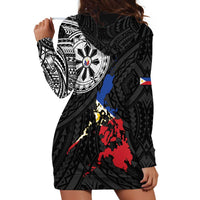Philippines Strong Hoodie Dress Filipino Map Polynesian Tattoo - Polynesian Pride