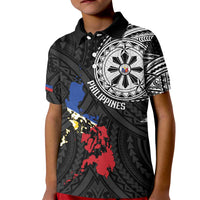 Philippines Strong Kid Polo Shirt Filipino Map Polynesian Tattoo - Polynesian Pride