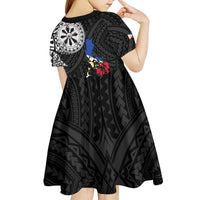Philippines Strong Kid Short Sleeve Dress Filipino Map Polynesian Tattoo LT14 - Polynesian Pride