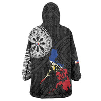 Philippines Strong Wearable Blanket Hoodie Filipino Map Polynesian Tattoo - Polynesian Pride