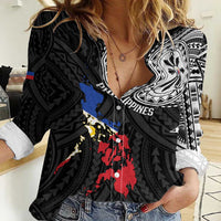 Philippines Strong Women Casual Shirt Filipino Map Polynesian Tattoo - Polynesian Pride