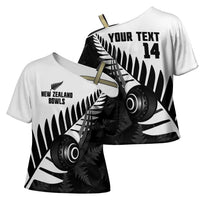 New Zealand Lawn Bowls Custom Cross Shoulder Shirt Aotearoa Silver Fern - Polynesian Pride