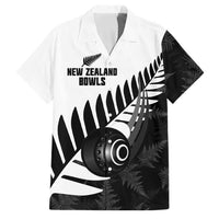 New Zealand Lawn Bowls Custom Family Matching Off Shoulder Maxi Dress and Hawaiian Shirt Aotearoa Silver Fern LT14 Dad's Shirt - Short Sleeve Black - Polynesian Pride
