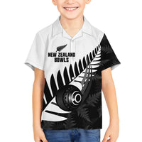 New Zealand Lawn Bowls Custom Family Matching Off Shoulder Short Dress and Hawaiian Shirt Aotearoa Silver Fern - Polynesian Pride