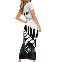 New Zealand Lawn Bowls Custom Family Matching Short Sleeve Bodycon Dress and Hawaiian Shirt Aotearoa Silver Fern LT14 - Polynesian Pride