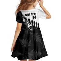 New Zealand Lawn Bowls Custom Kid Short Sleeve Dress Aotearoa Silver Fern LT14 - Polynesian Pride