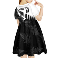 New Zealand Lawn Bowls Custom Kid Short Sleeve Dress Aotearoa Silver Fern LT14 - Polynesian Pride