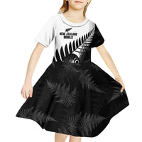 New Zealand Lawn Bowls Custom Kid Short Sleeve Dress Aotearoa Silver Fern - Polynesian Pride