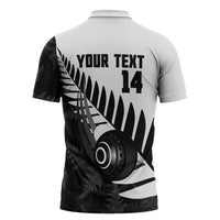 New Zealand Lawn Bowls Custom Zipper Polo Shirt Aotearoa Silver Fern - Polynesian Pride