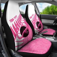 New Zealand Lawn Bowls Breast Cancer Custom Car Seat Cover Aotearoa Maori Silver Fern Pink Ribbon - Polynesian Pride